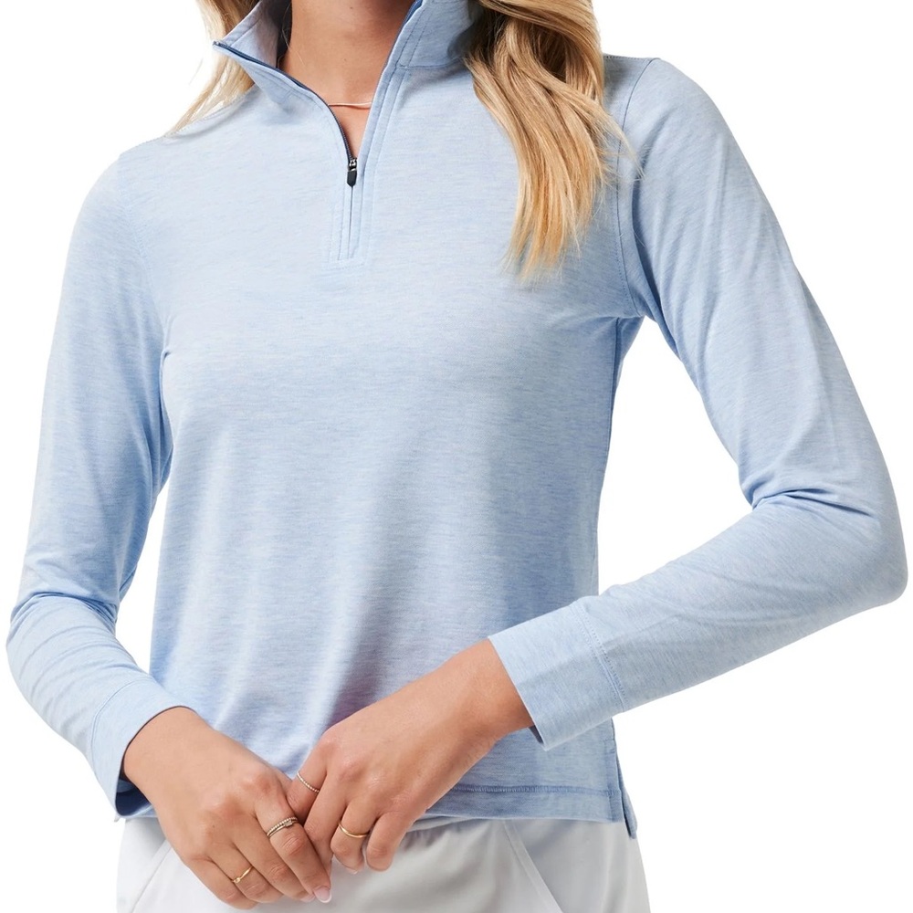 Travis Mathew Chambray Heather Blue Women's Long Sleeve Top